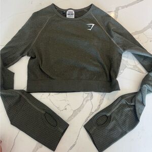 Gymshark Dark Green Long Sleeve Crop Top